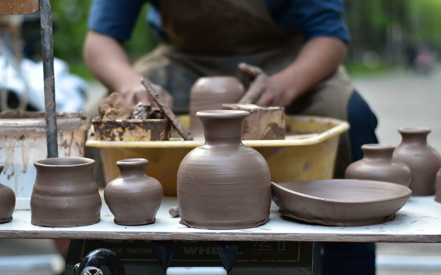 several clay vase molds